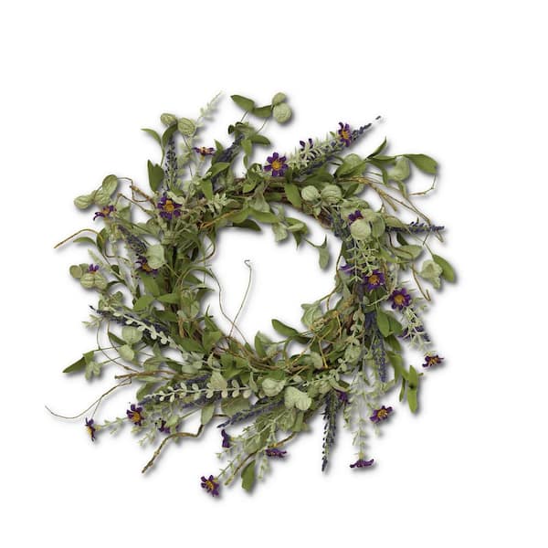 GERSON INTERNATIONAL 24 in. Artificial W Lavender Herb Wreath