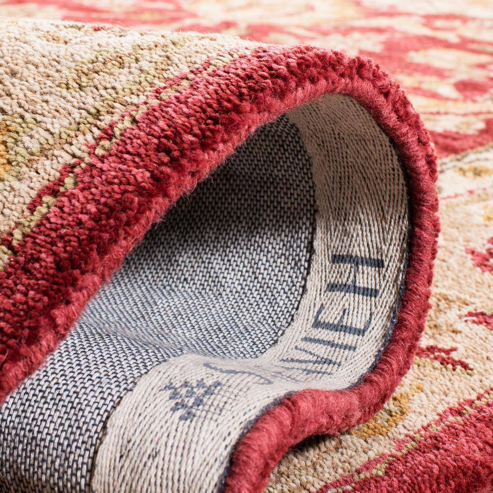 SAFAVIEH Anatolia Tracy Traditional Wool Area Rug, Red/Ivory, 4' x 6'