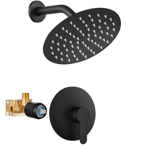 Single Handle without Spray Shower Faucet set 1.8 GPM with 360° Swivel Felxible High pressure Head in Matte Black