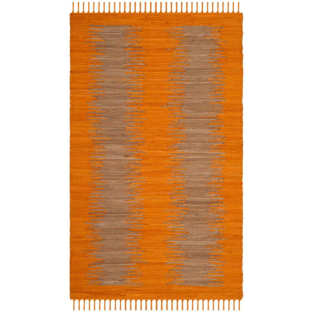 Montauk 3' x 5' Orange Wool and Cotton Flat Woven Rug