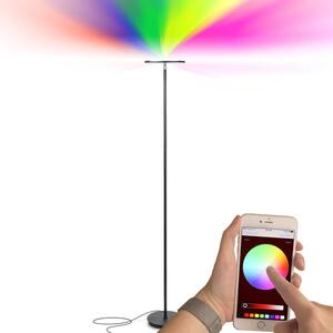 Sky Colors 69 in. Black App Controlled Color Changing Torchiere LED Floor Lamp