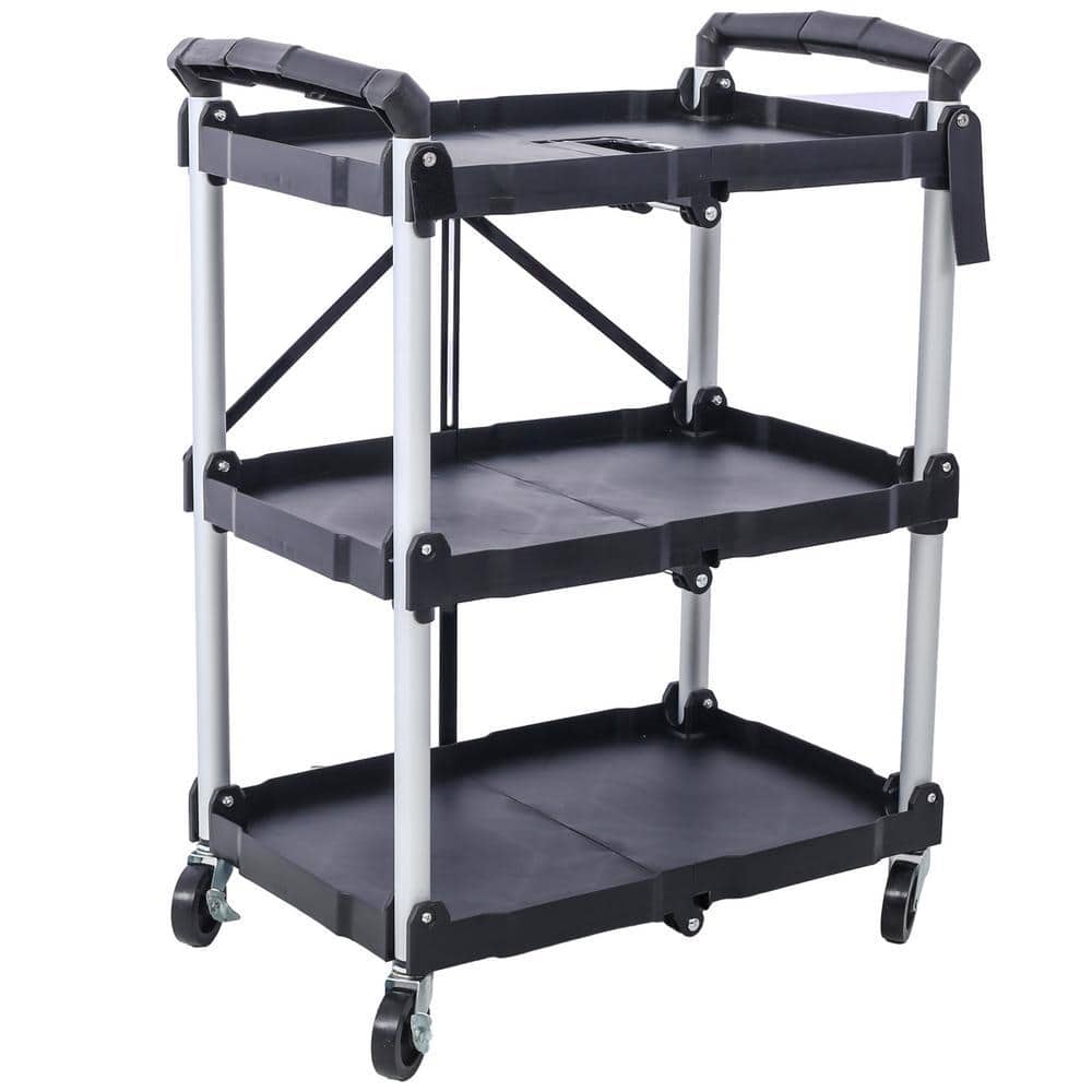 Exspoding Carts Otryad 3-Layers Folding Collapsible Service Cart Pack-N-Roll Folding ...