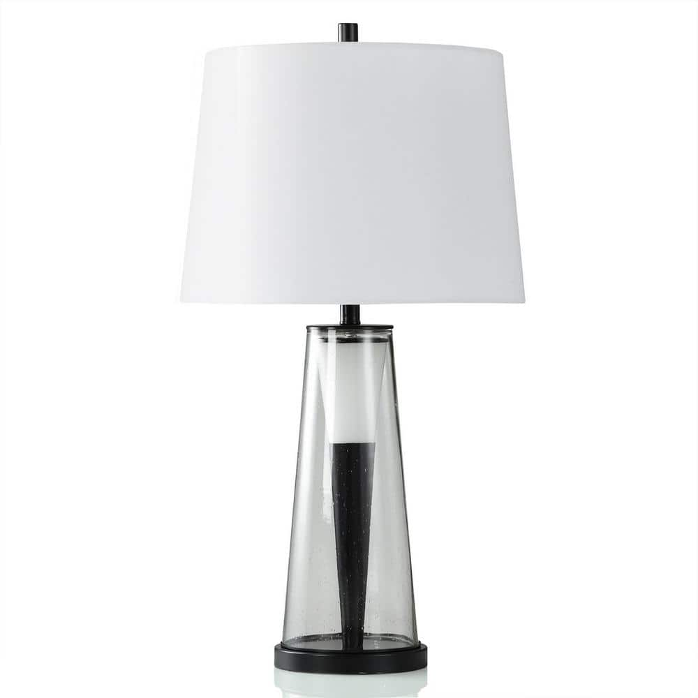 StyleCraft 31.5 in. Oil Rubbed Bronze, Clear Table Lamp with White