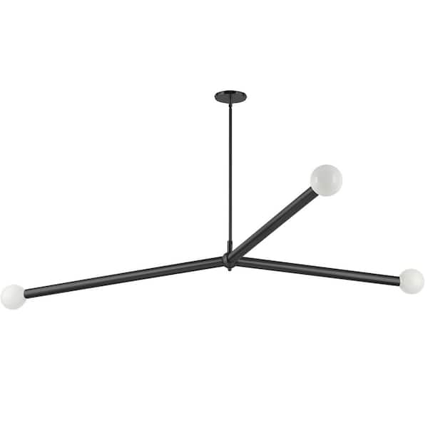 Dainolite Cerberus 180-Watt 3-Light Matte Black Sputnik Pendant Light