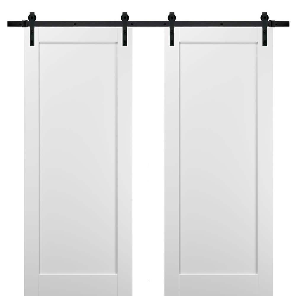 64 in. x 84 in. White Finished Pine MDF Sliding Barn Door with Hardware Kit price history on PriceWatchPro