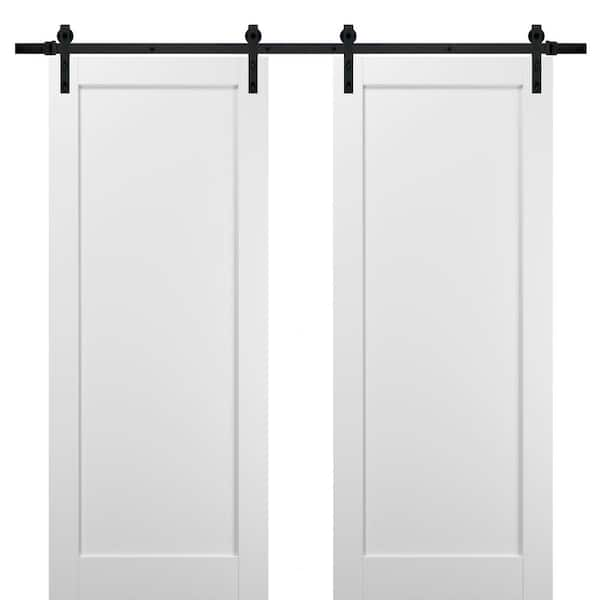 SARTODOORS 84 in. x 84 in. White Pine MDF Sliding Barn Door with Hardware Kit