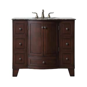 Alandra 40 in. W x 22 in. D x 36 in. H Dark Cherry Single Sink Bathroom Vanity with Baltic Brown Granite Top