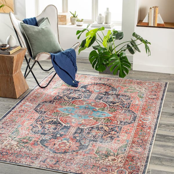 Artistic Weavers Cadencia Red/Blue Traditional 9' x 12' Machine Washable Area Rug, Size: 9'3 inch x 12