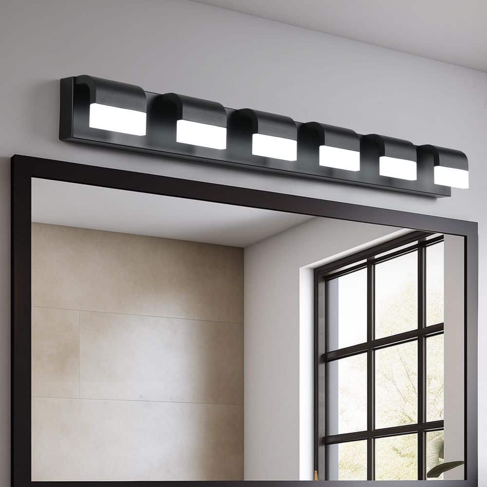 48 in.6-Light Black Modern Bathroom Vanity Lighting 6-Light LED Vanity Ligh