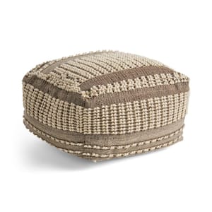 Chelan Brown and Ivory Square Ottoman Pouf