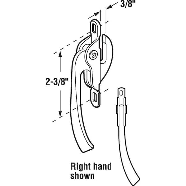 Aluminum Diecast, Right Hand, Casement Window Locking Handle