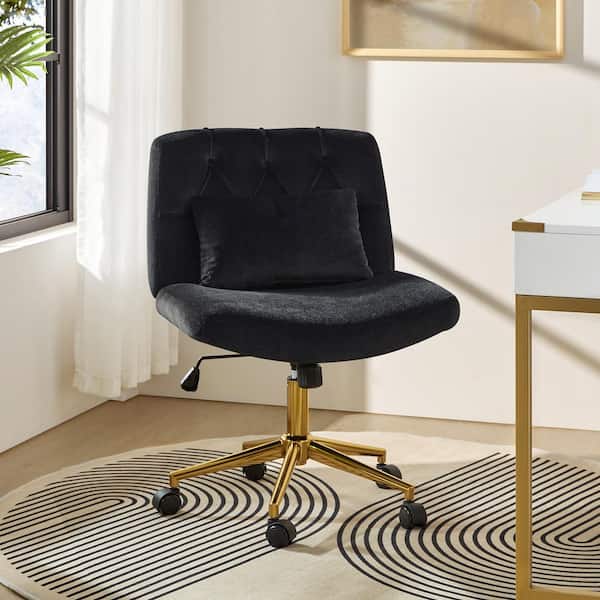 JAYDEN CREATION Norman Black Modern 23 in. W Polyester Swive and Tilting Office Chair with Pillow