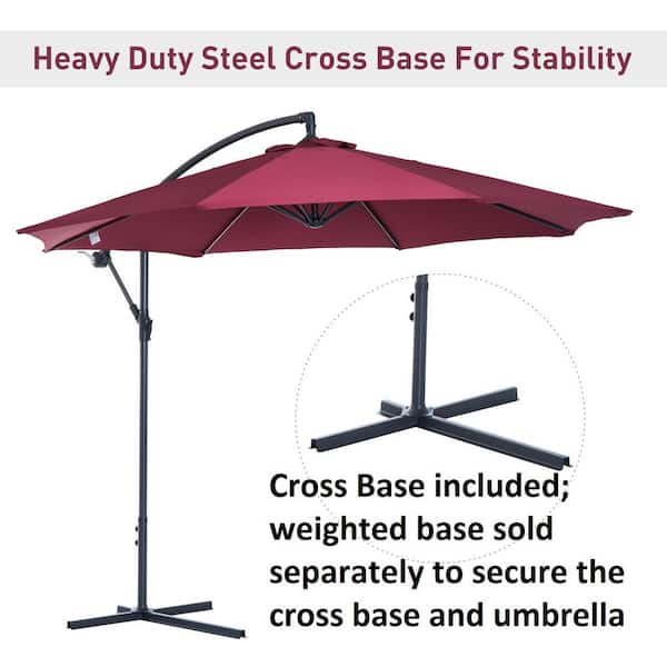 KITADIN Cantilever Umbrella 10 Ft,Beige 10Ft Offset Patio Hanging Umbrella,Outdoor Market Umbrellas with Crank Lift & Cross Base
