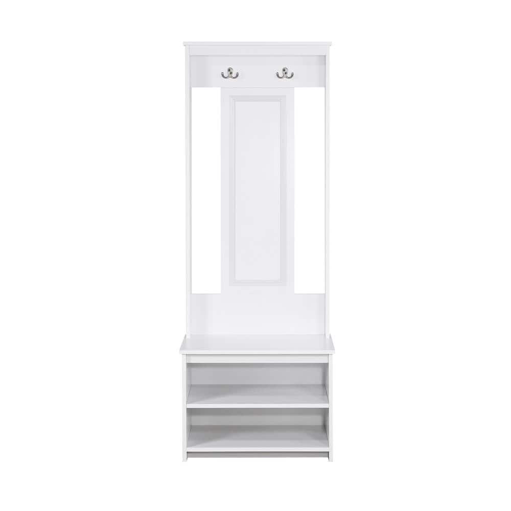 SAINT BIRCH Lambert White Hall Tree with Shoe Bench SBLT8393HTWH The