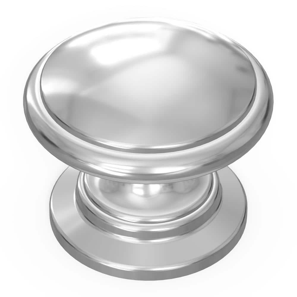 Williamsburg Chrome Round Mushroom Cabinet Knob with Mounting Hardware