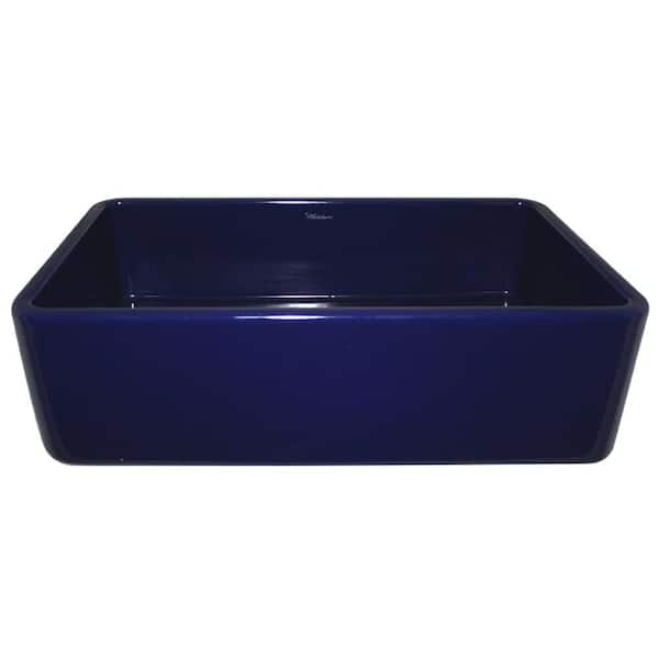 Whitehaus Collection Duet Reversible Farmhaus Series Farmhouse Apron Front Fireclay 36 in. Single Bowl Kitchen Sink in Sapphire Blue