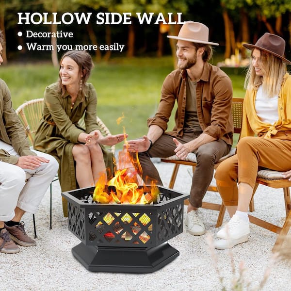 Outsunny 28 in. Outdoor Fire Pit Grill, Portable Wood Burning