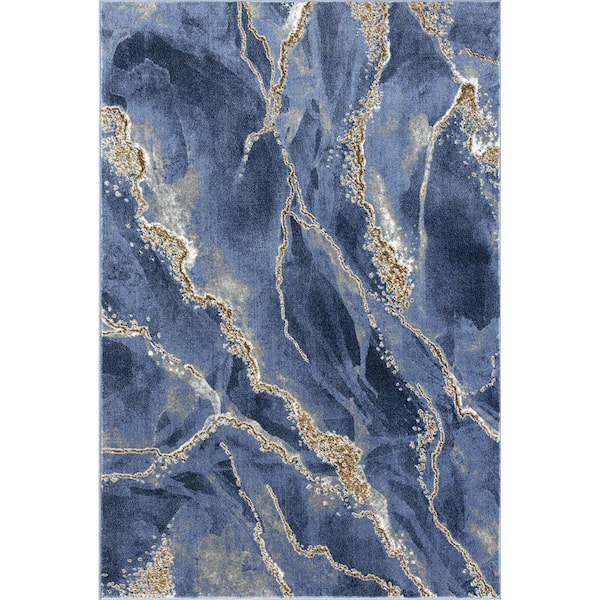 Luna Blue 8 ft. 11 in. x 12 ft. Abstract Polypropylene Area Rug