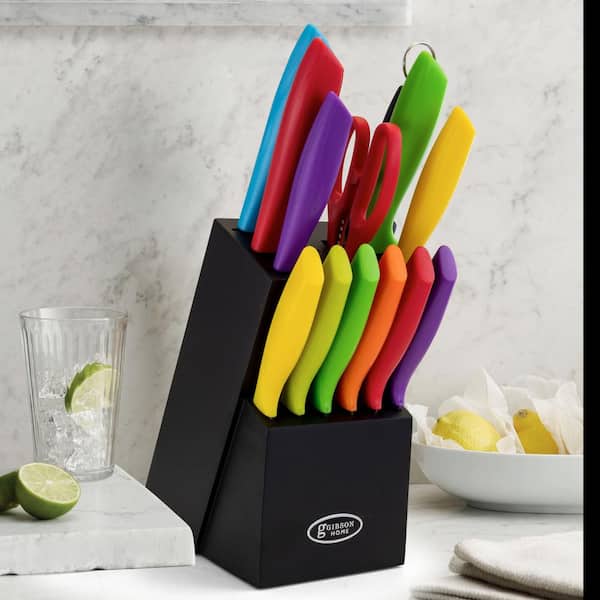 HUNTER.DUAL Knife Sets for Kitchen with Block, 15 Piece Knife set