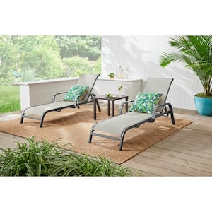 Aluminum Dark Taupe Sling Outdoor Stack Chaise Lounge with Sunbrella Augustine Alloy (2-Pack)