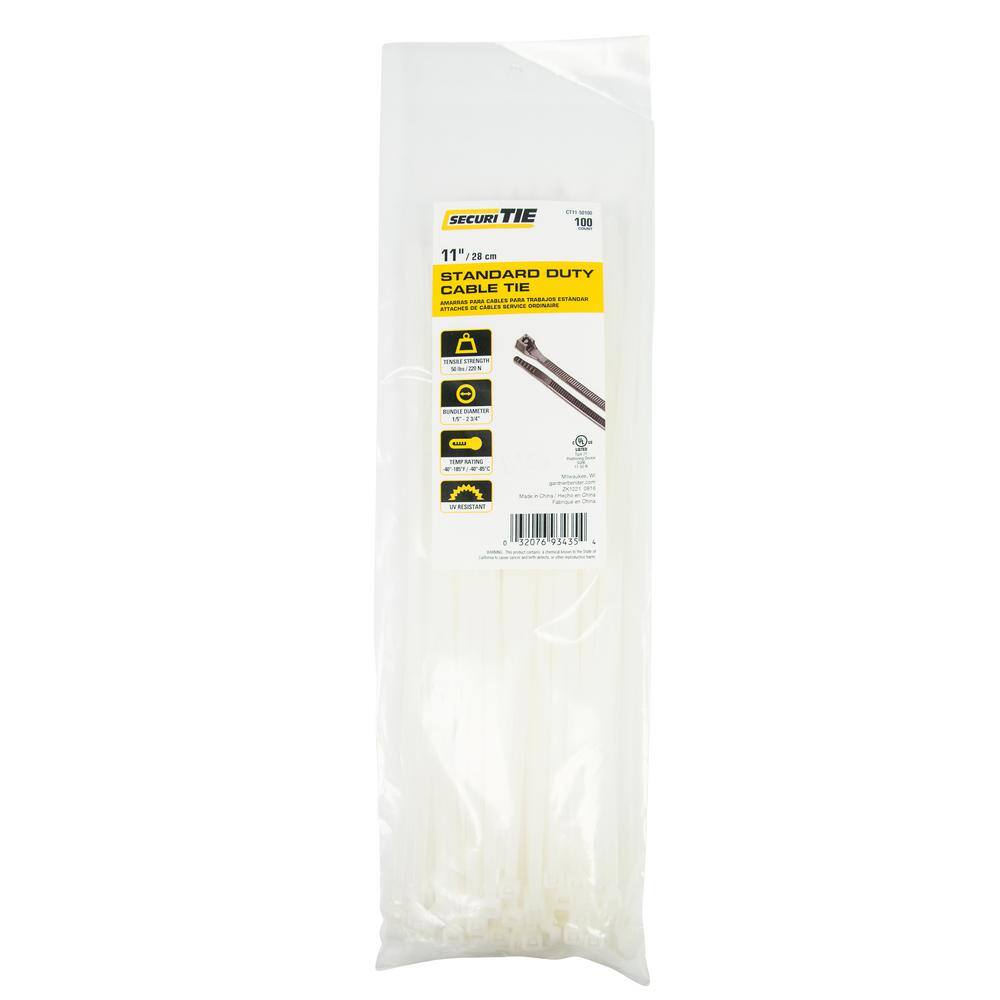 Gardner Bender 11 in. Cable Tie, 50 lb. Tensile, Natural, 100-Pack ...