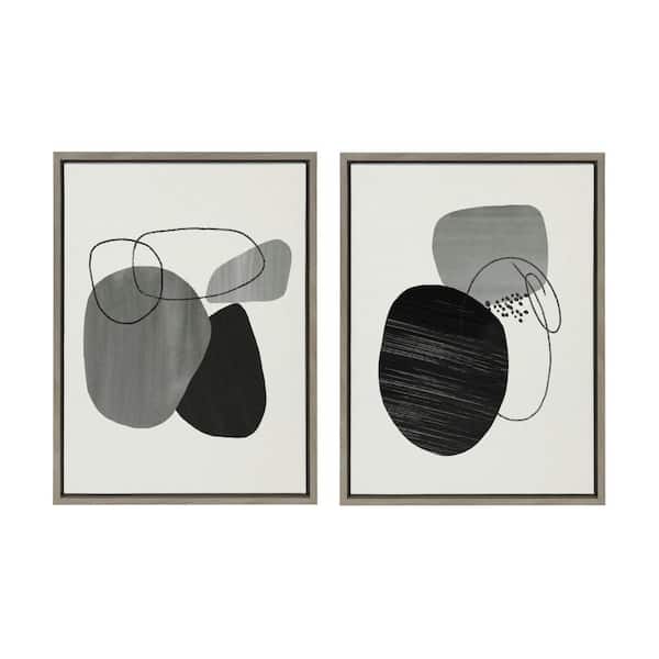 Kate and Laurel Sylvie 863 Abstract Rocks and 864 on the Rocks by Teju Reval of SnazzyHues 2 Piece Framed Art Print 24 in. x 18 in.