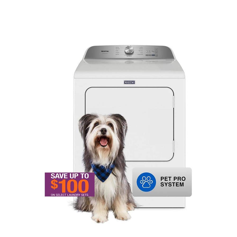Maytag 7.0 cu. ft. Vented Pet Pro Electric Dryer in White MED6500MW