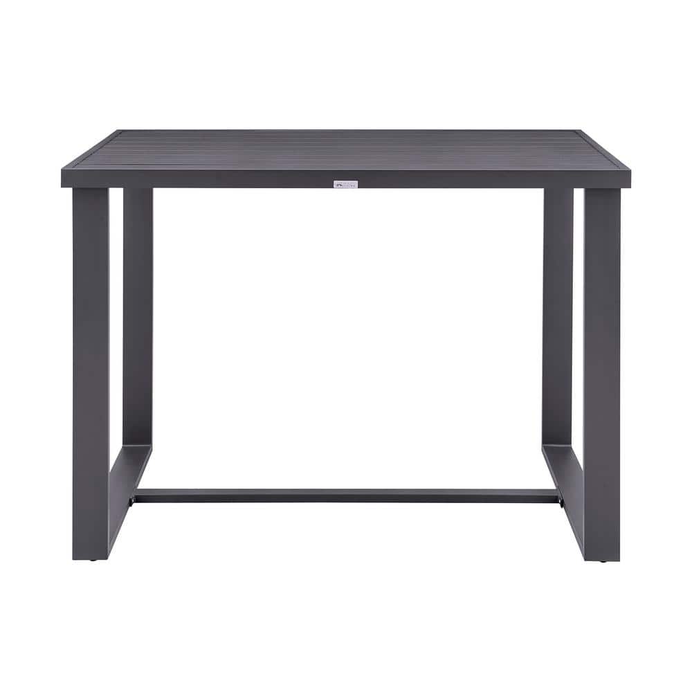 Argiope Dark Gray Aluminum Rectangular Bar Height Outdoor Dining Table