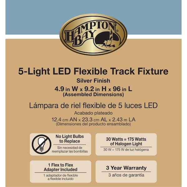 Hampton Bay Silver LED Flex Track Light Fixture with Metal Shade 17198N-SV NEW 
