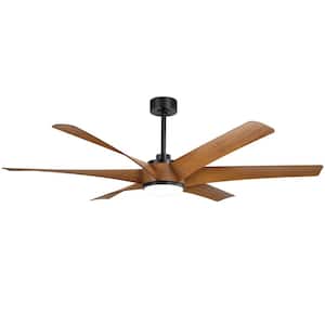Hector II 65 in. Indoor Brown-Blade Black Windmill Ceiling Fan with Color-Changing LED Light with Remote Included
