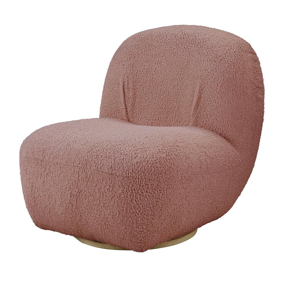 Acme Furniture Yedaid Pink Teddy Sherpa Side Chair with Swivel