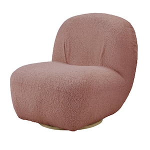 Yedaid Pink Teddy Sherpa Side Chair with Swivel