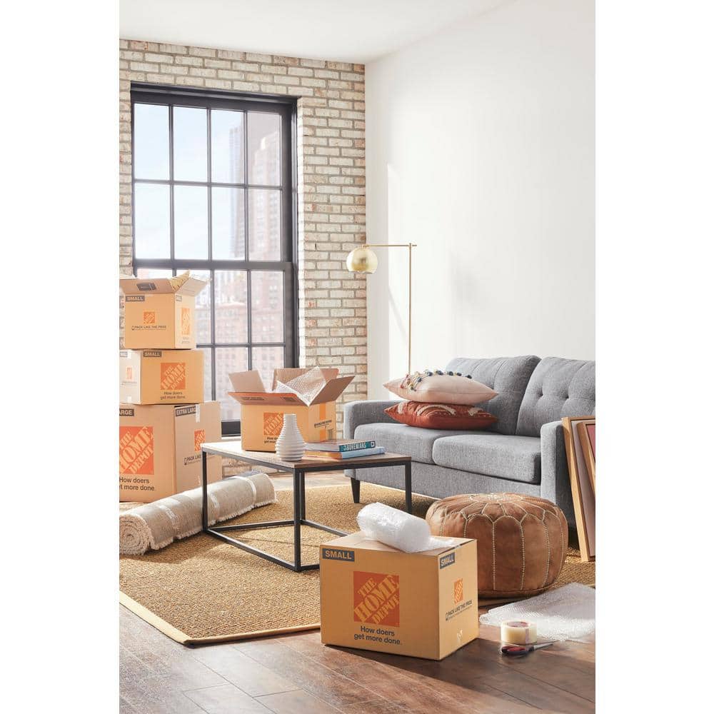 Modern Hand-Stitched Brown Leather Moroccan Pouf, 14" H x 20" W