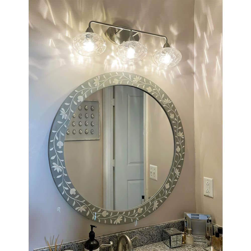 Marina Brushed Nickel 26" 3-Light Vanity with Hammered Glass Shades
