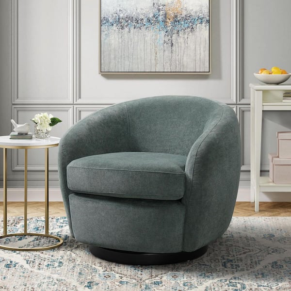 Hattie Teal Polyester Arm Chair (Set of 1) with Swivel Base