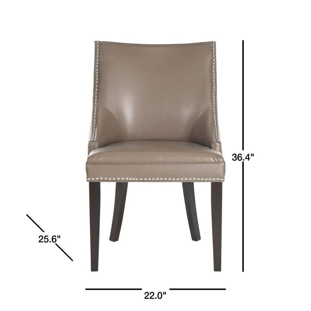 Espresso Birchwood Parsons Side Chair in Clay with Silver Nailhead Trim
