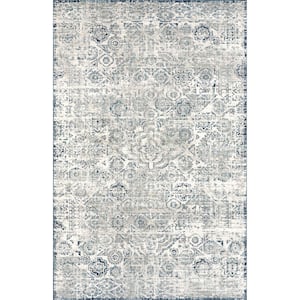 Theresia Vintage Floral Gray 5 ft. x 8 ft. Area Rug