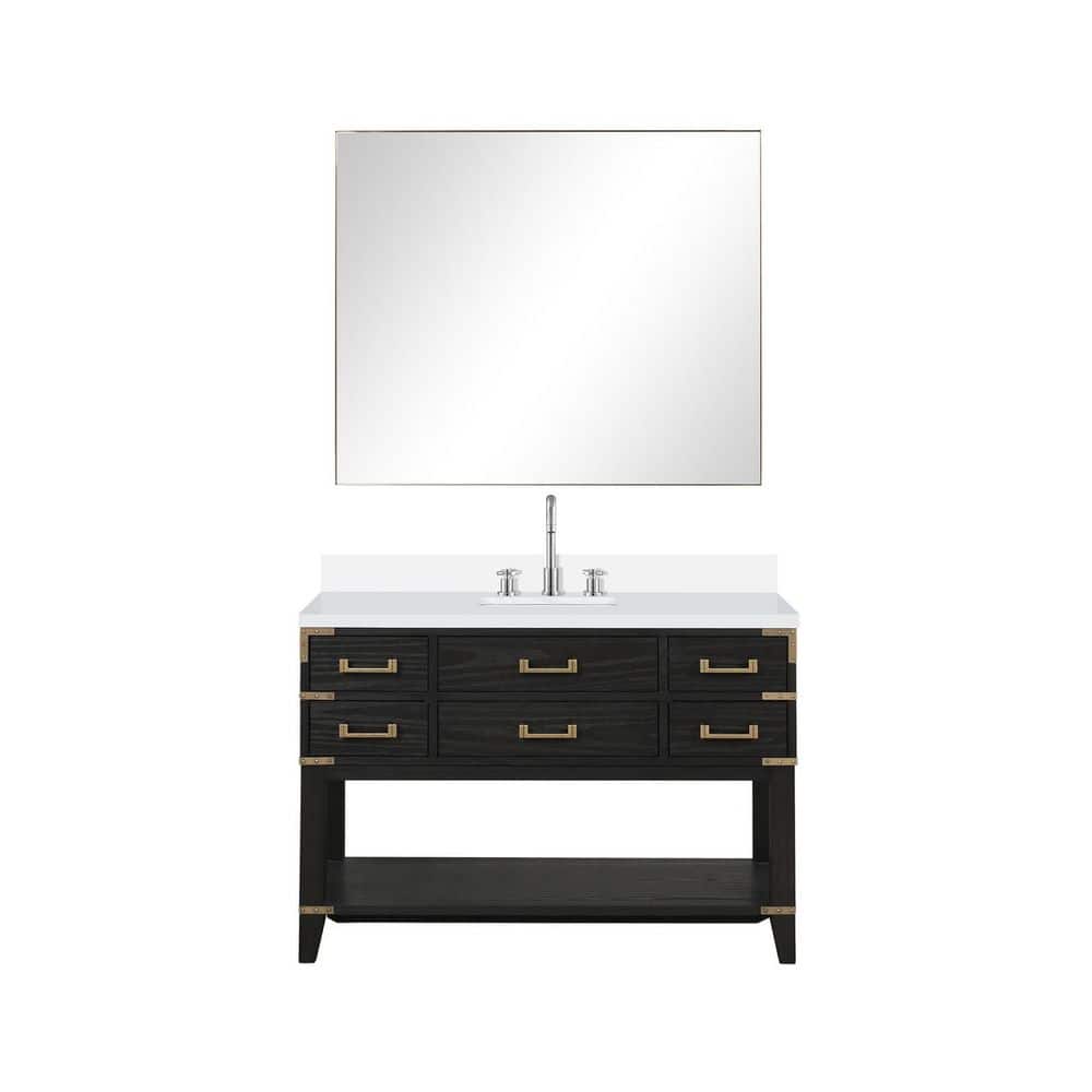 Irvington 48 in W x 22 in D Black Oak Single Bath Vanity with White Quartz Top, Faucet Set, and 46 in Mirror price history on PriceWatchPro