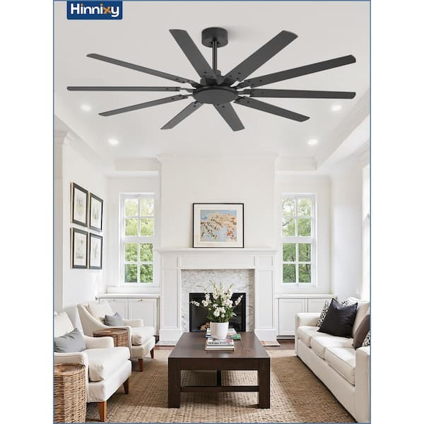 65 in. Indoor/Outdoor Black Two-toned Blades Angled/Downrod Mount Ceiling Fan with High-Efficiency DC Motor & Remote