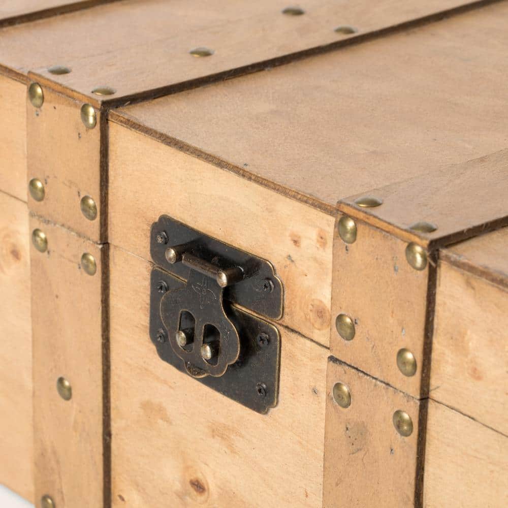 Large Rustic Light Brown Wooden Trunk Organizer with Handles