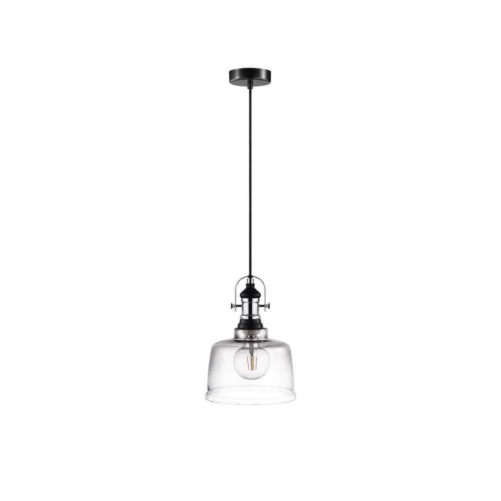 Gilwell 9.17 in. W x 72 in. H 1-Light Matte Black/Chrome Pendant Light with