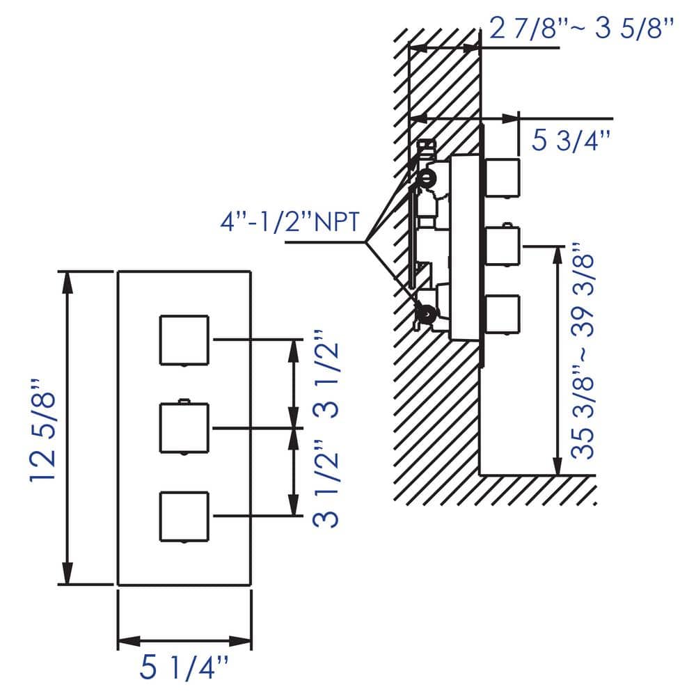 Polished Chrome Wall-Mounted Thermostatic Shower Mixer