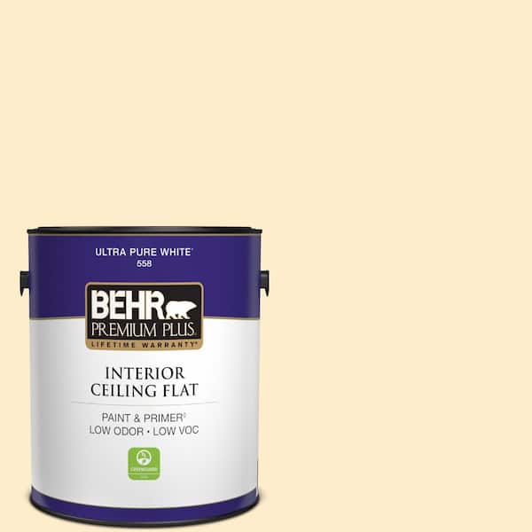 BEHR PREMIUM PLUS 1 gal. #P270-1 Honey Infusion Ceiling Flat Interior Paint