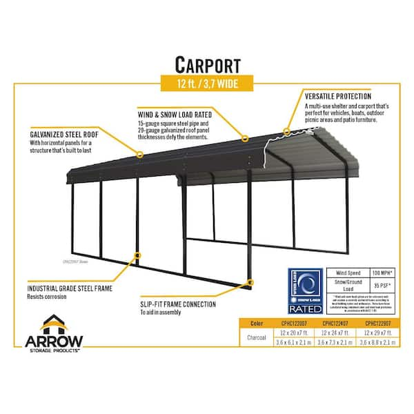 Arrow 12-ft x 24-ft Metal Single Car Garage Building