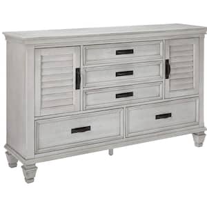 64 in. White 5-Drawer Wooden Dresser Without Mirror