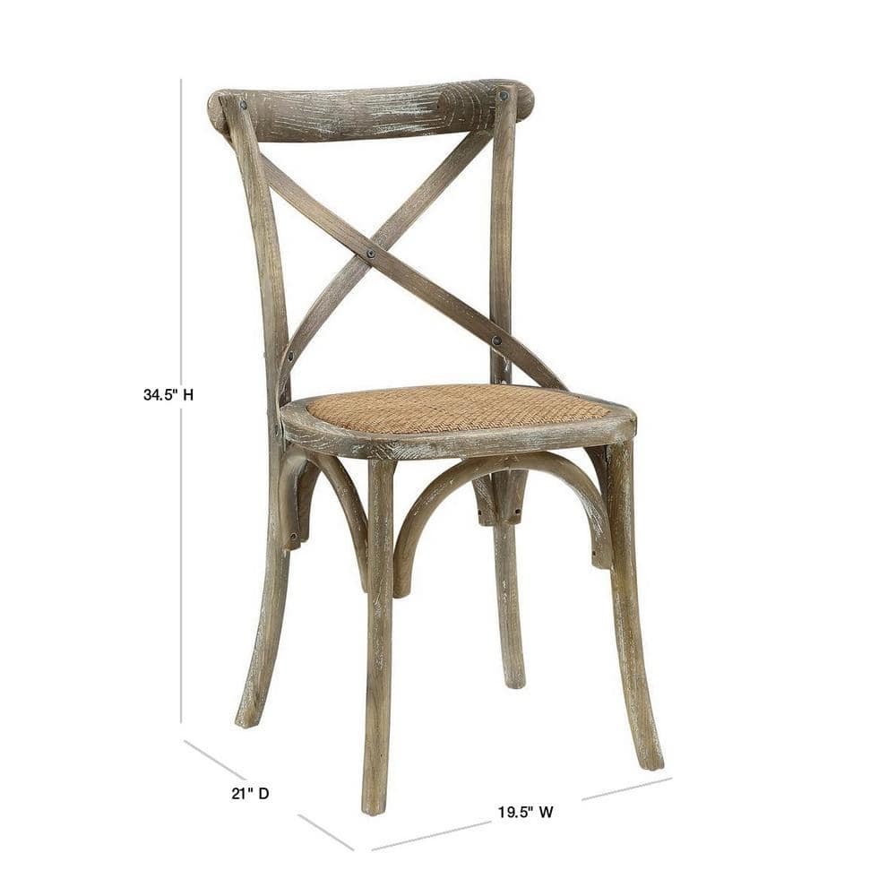 Rustic Gray Elm Wood Cross-Back Dining Side Chair