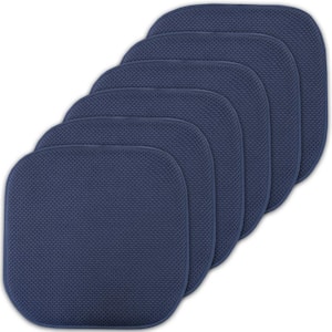 Navy, Honeycomb Memory Foam Square 16 in. x 16 in. Non-Slip Back Chair Cushion (6-Pack)