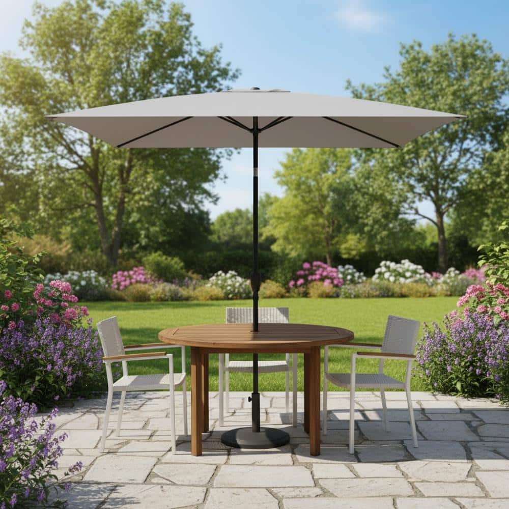 6 x 9 ft. Gray Outdoor Patio Umbrella with Crank and Push Button Tilt for Garden Backyard price history on PriceWatchPro