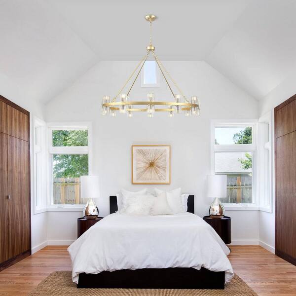 LWYTJO 24-Light 40.55 in. Gold Modern Farmhouse Wagon Wheel