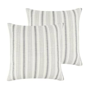 Rochelle Grey Stripe Cotton 26 in. x 26 in. Euro Sham (Set of 2)